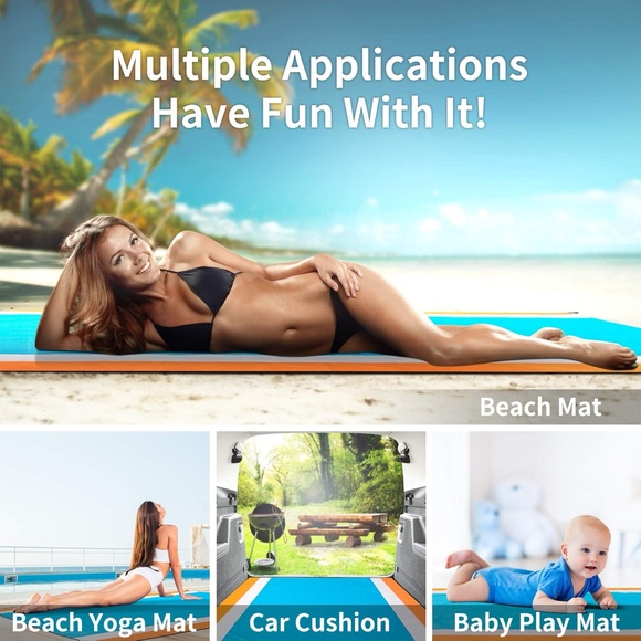 NIB - Sandproof 79” X 82” Oversized Beach Blanket in Color: Lake Blue - Picture 6 of 13